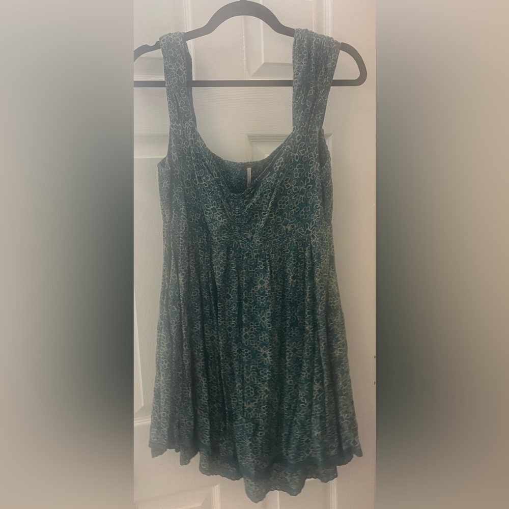 Free People Teal Patterned Dress (L)